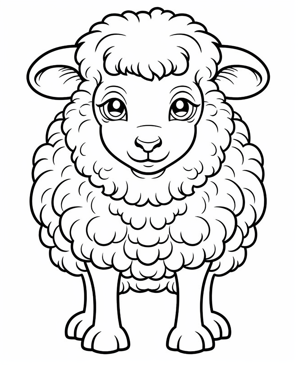 Adorable Lamb Line Art