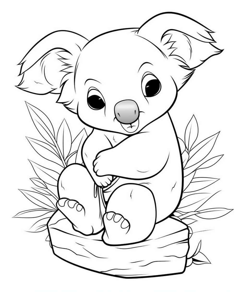 Adorable Koala Line Art