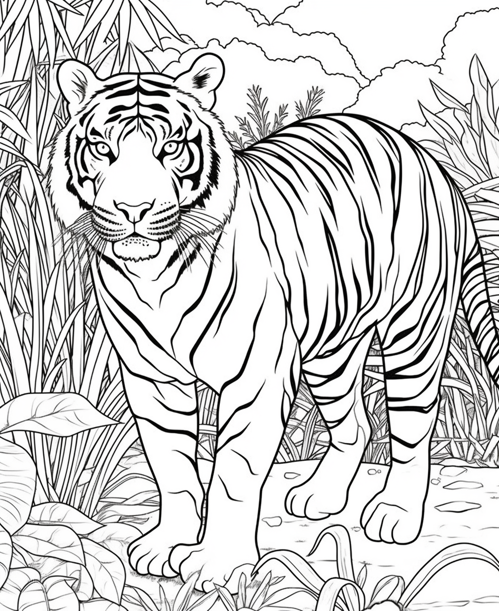 Majestic Tiger Outline Amidst Foliage