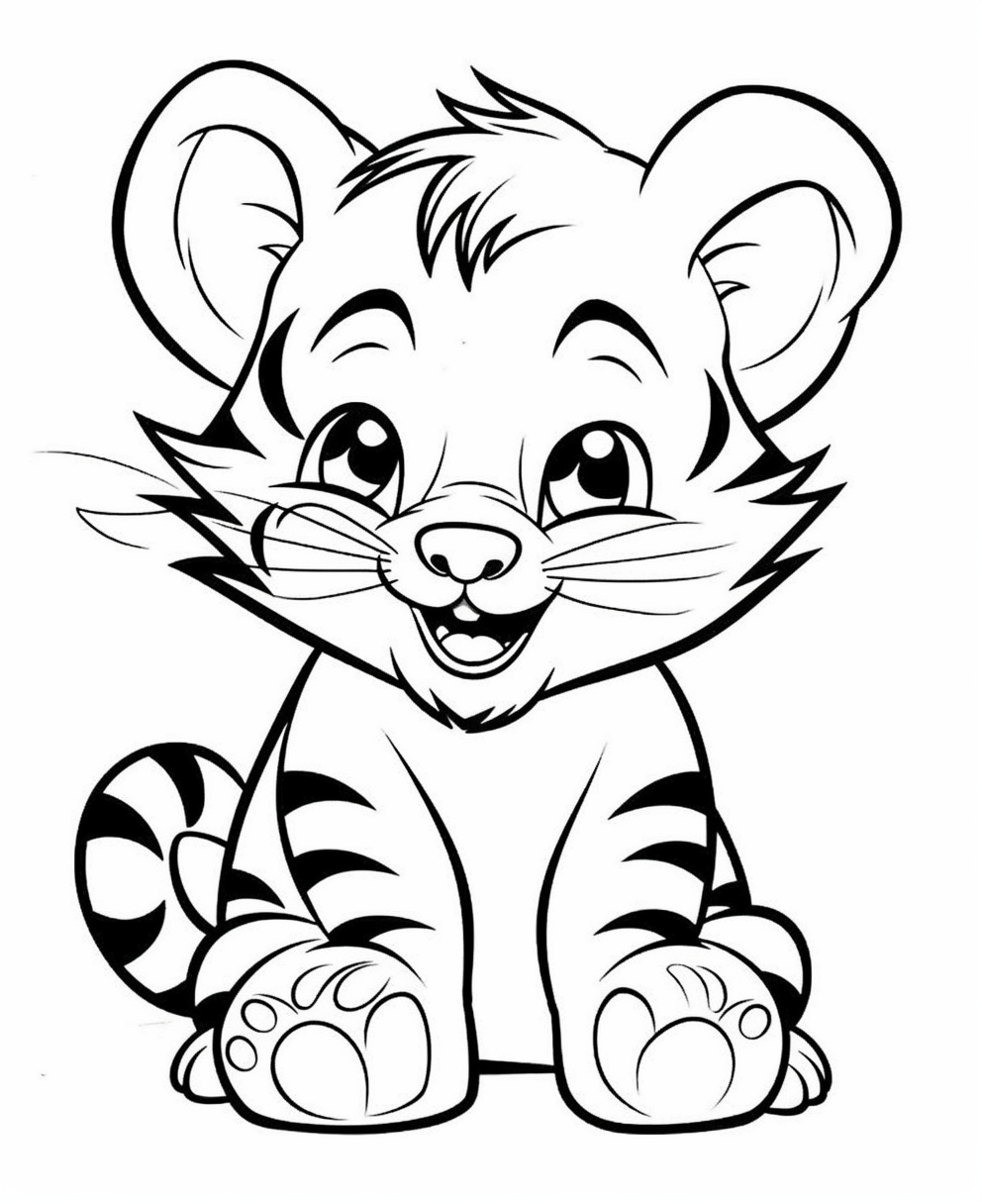 Adorable Cartoon Tiger Cub