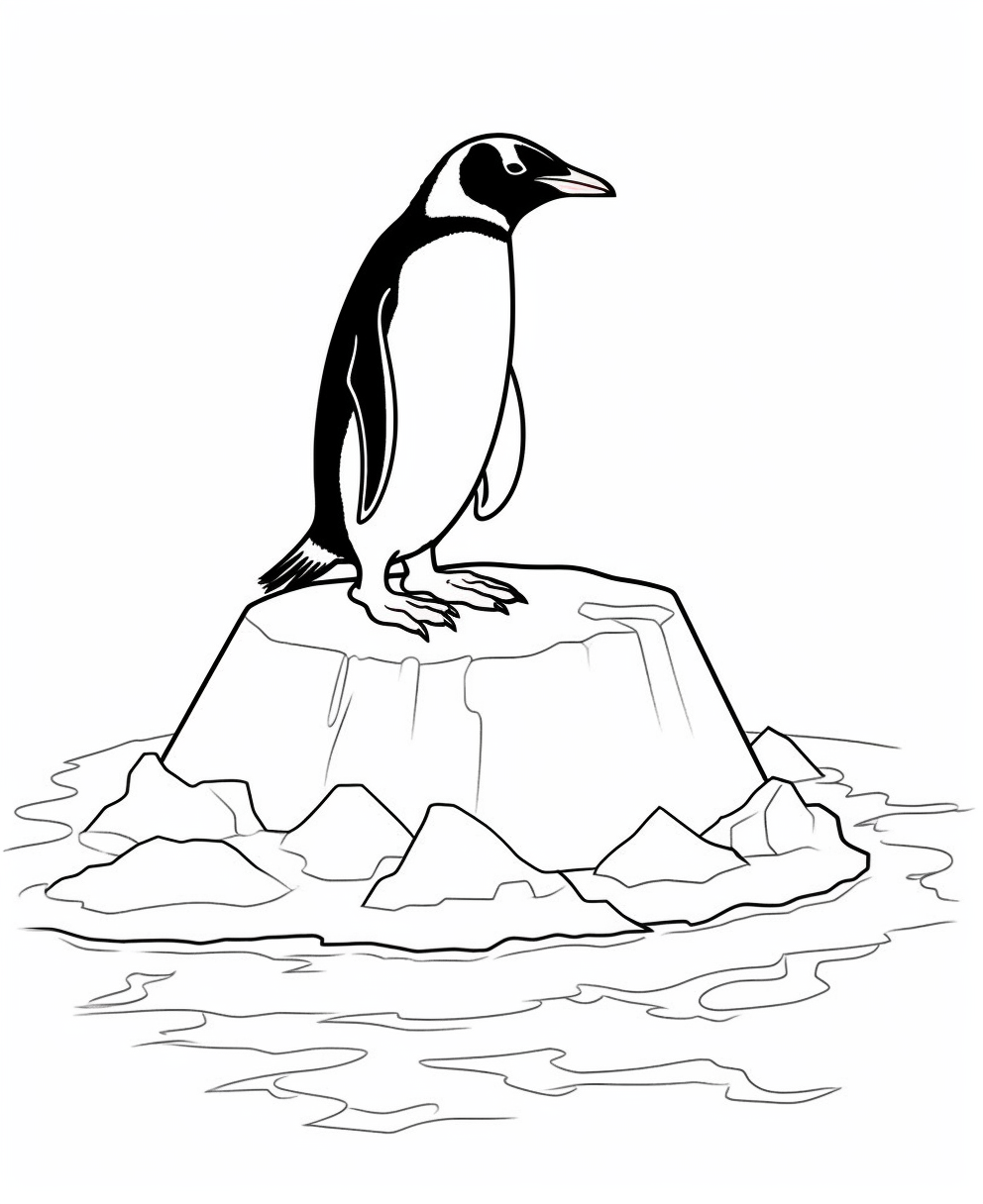 Penguin On Iceberg Scene