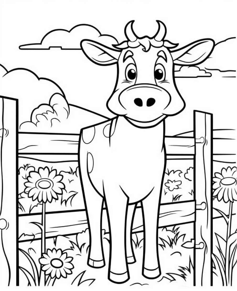 Friendly Cow in Pasture Scene