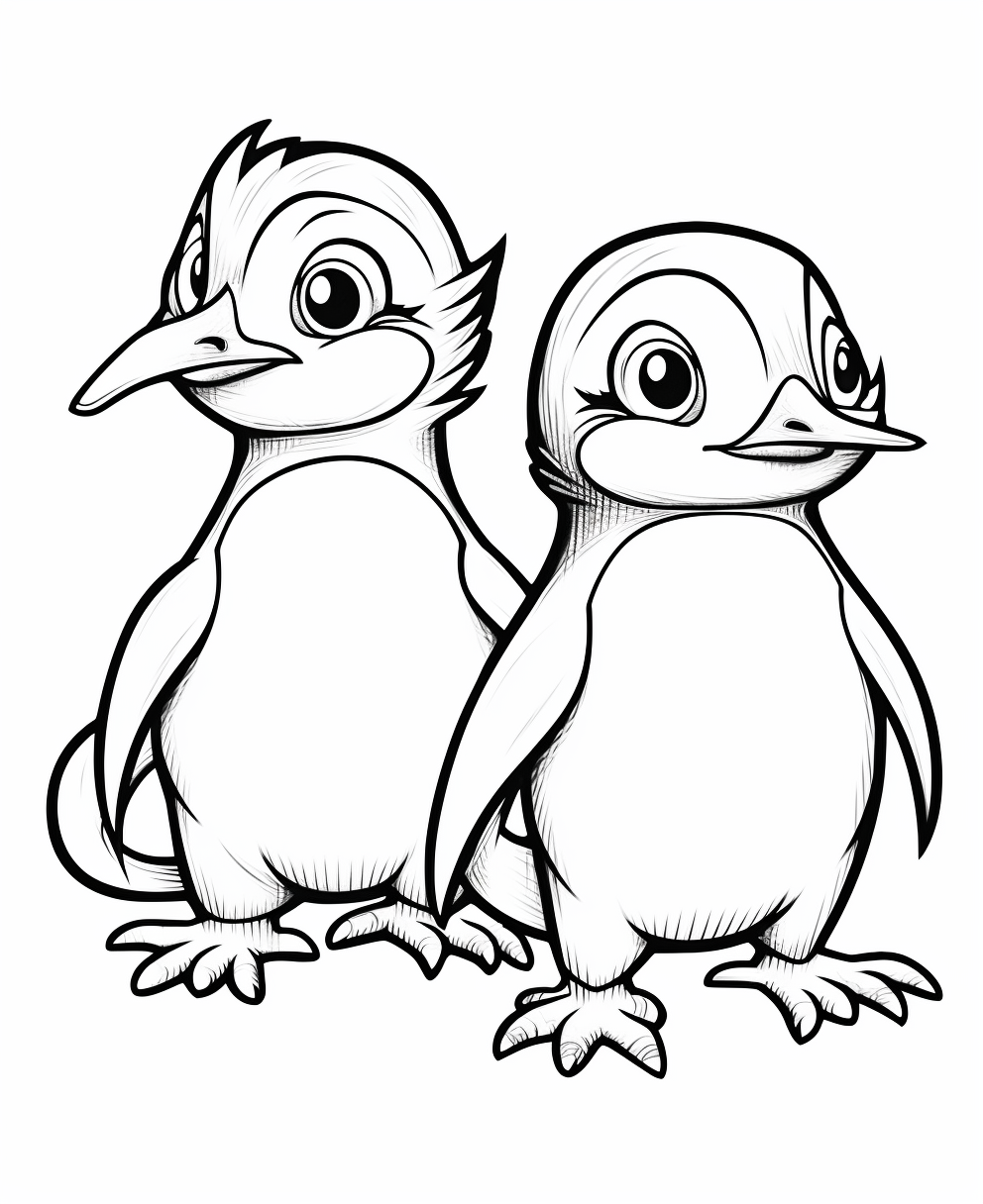 Adorable Duo of Cartoon Penguins