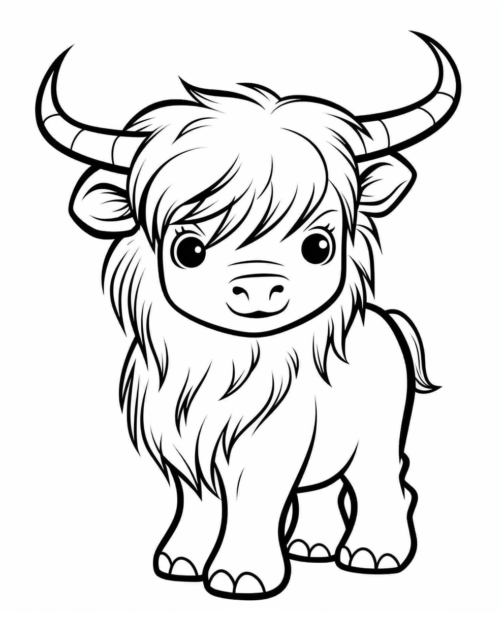 Adorable Highland Cow Drawing