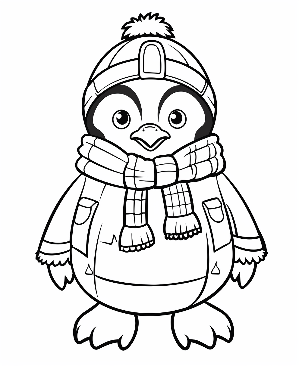 Warmly Dressed Penguin on a Winter Day