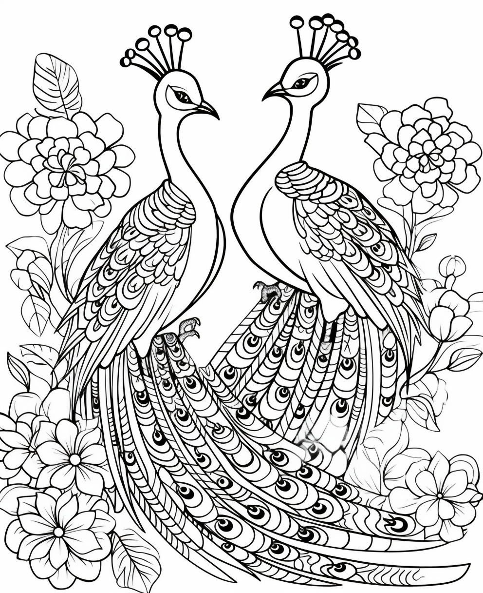 Elegant Peacocks and Floral Patterns