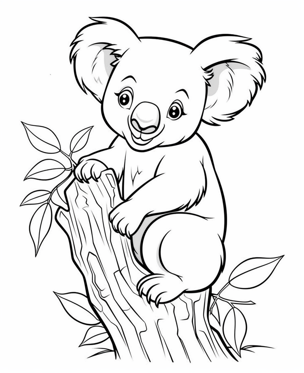 Cute Koala Climbing Tree