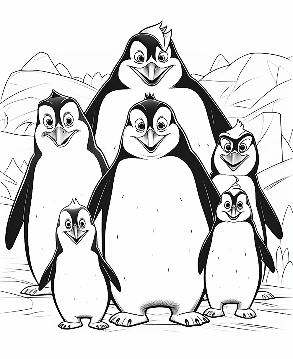 Playful Penguin Family Portrait