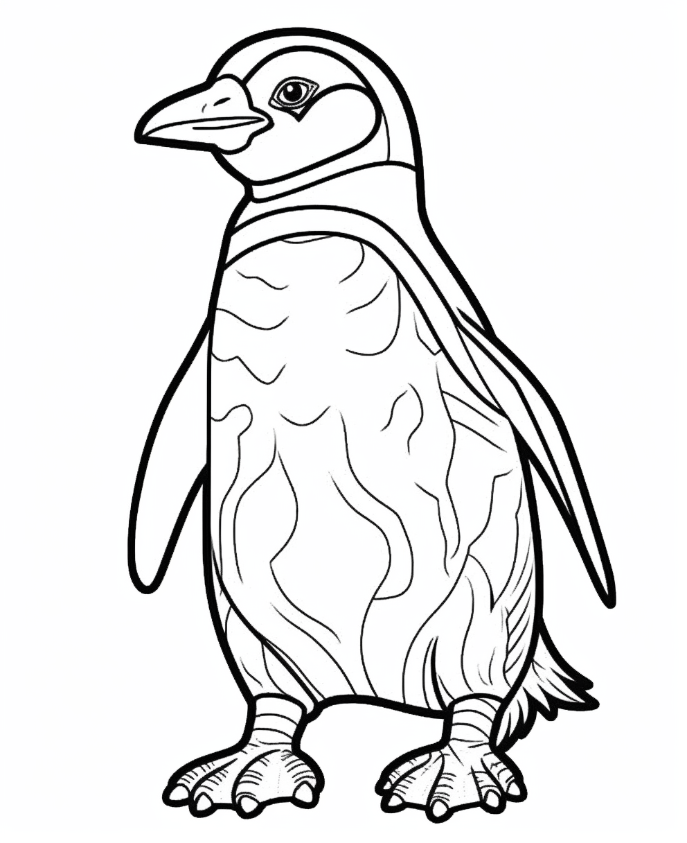 Adorable Penguin Line Art