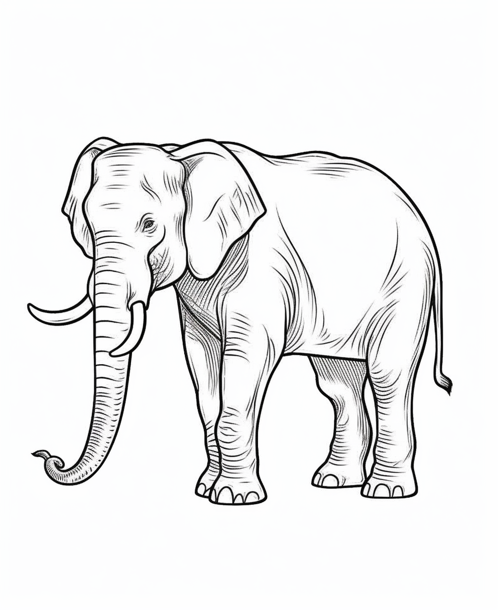 Majestic Elephant Outline