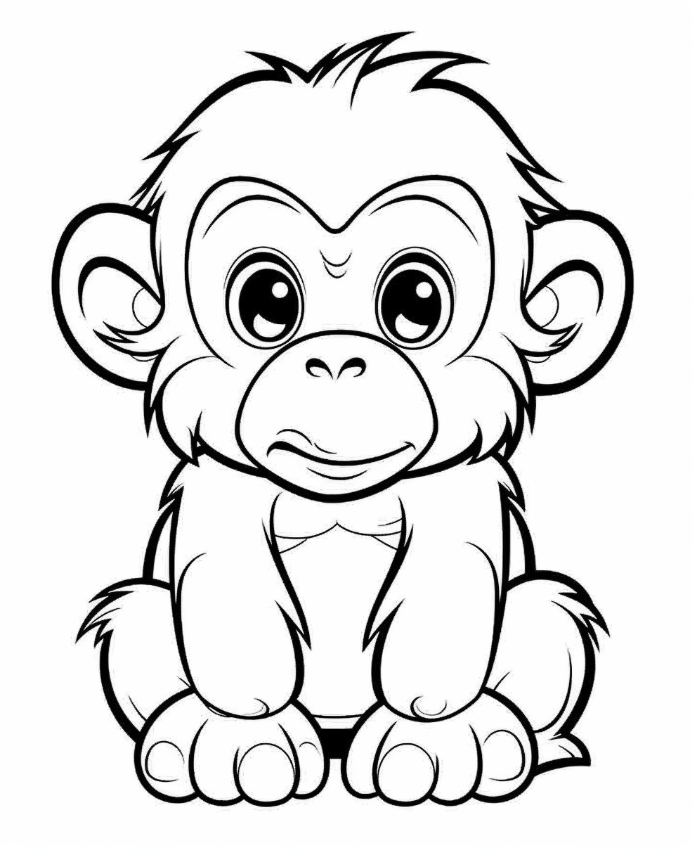 Cute Baby Monkey Portrait