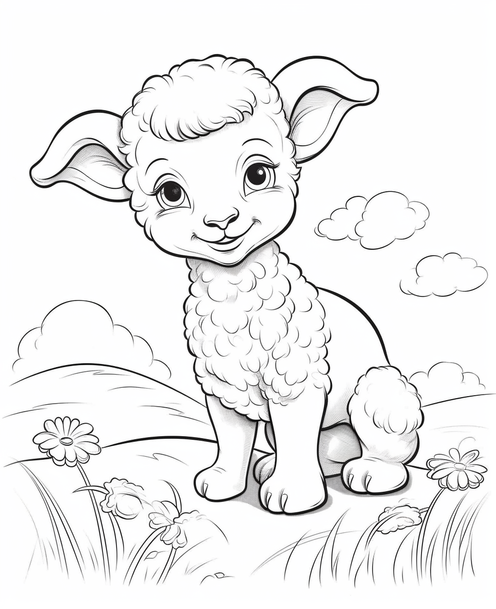 Adorable Lamb in a Sunny Meadow