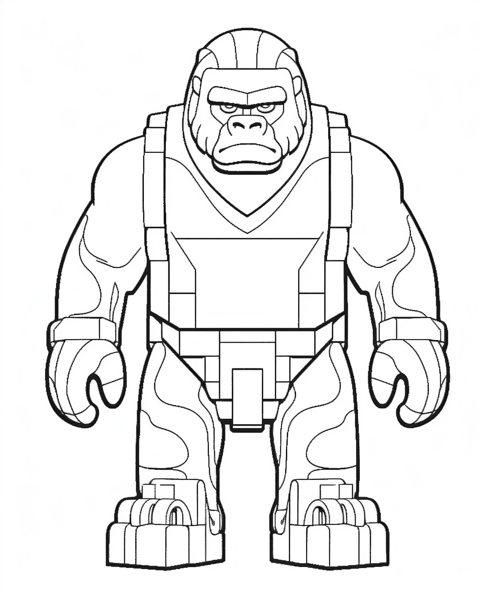 Mighty Gorilla Warrior Line Art