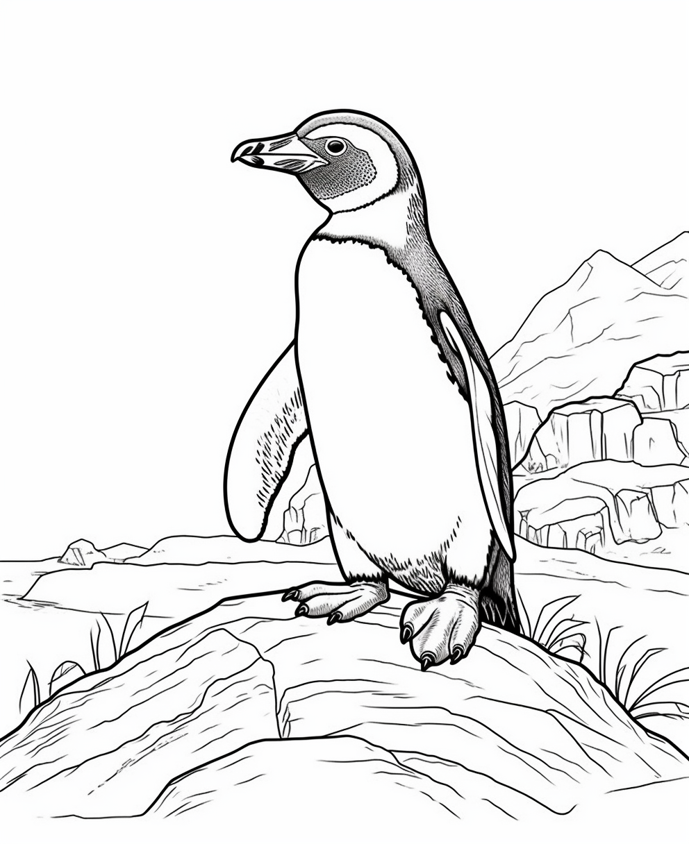 Penguin in Natural Habitat Scene