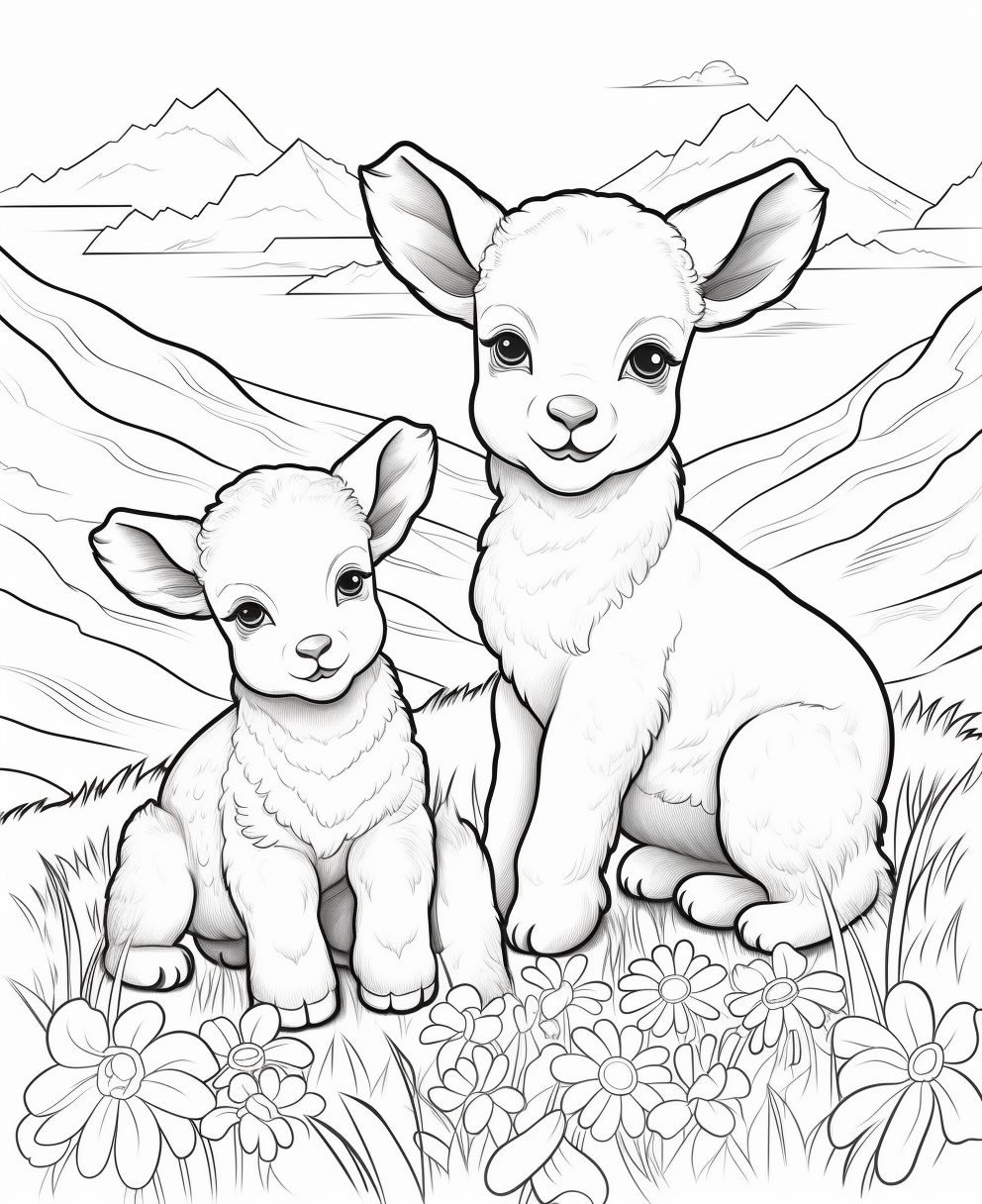 Adorable Lambs in a Mountain Meadow