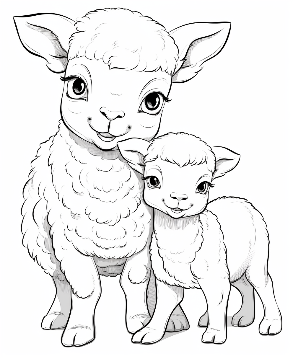 Adorable Sheep and Lamb