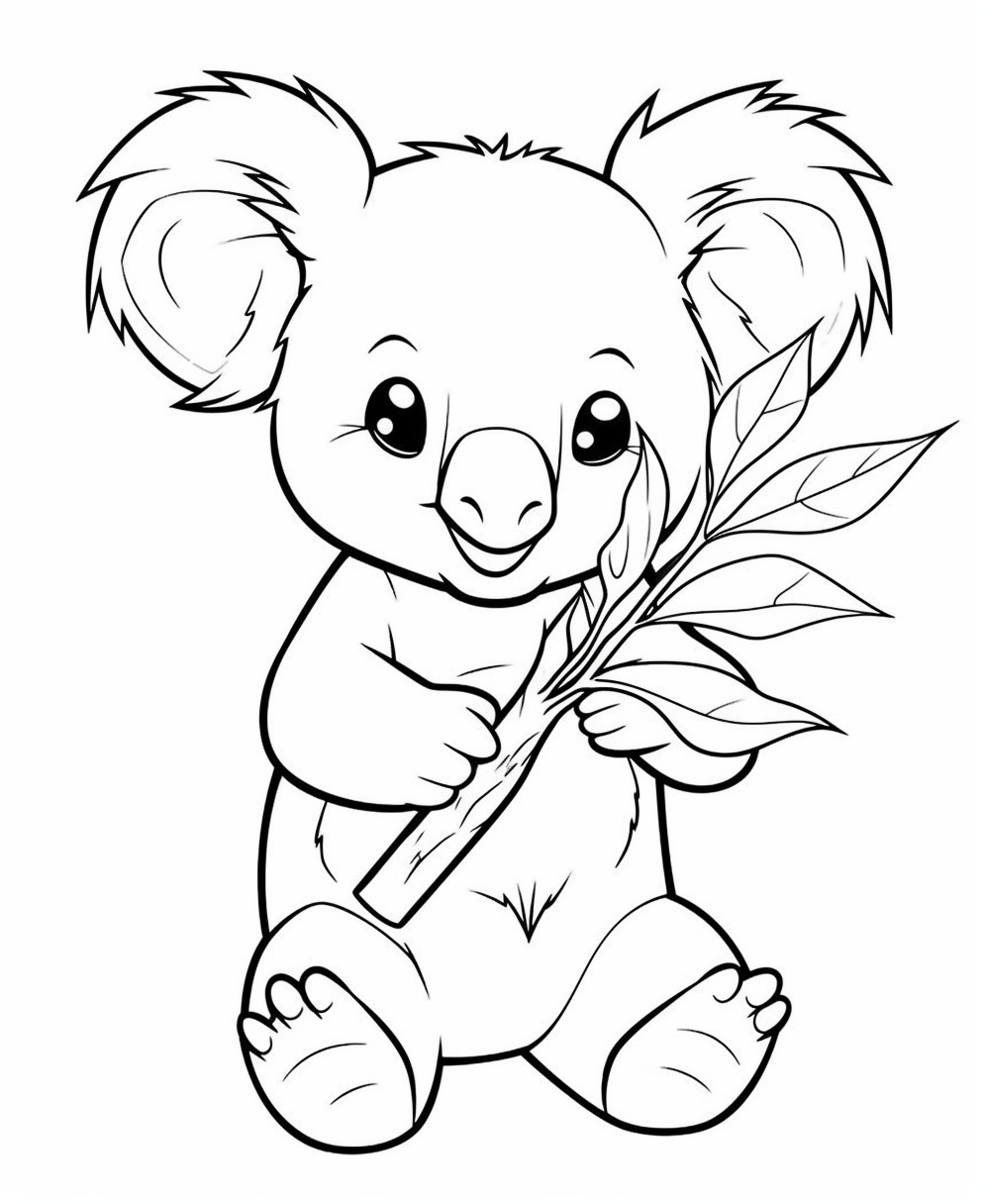 Adorable Koala with Eucalyptus Leaves